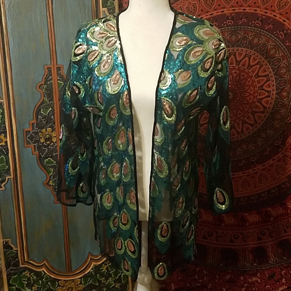 Nasty Gal Peacock Sequin Kimono